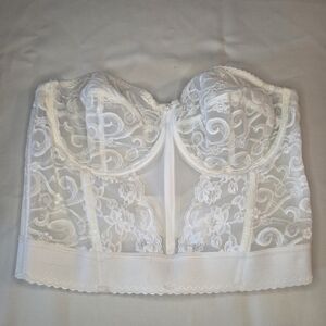 Vintage White Lace Bustier Bra - Unknown Size, See Measurements